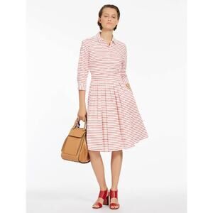 MARELLA Quiche Shirt Dress Red Stripe Print White {3C36}